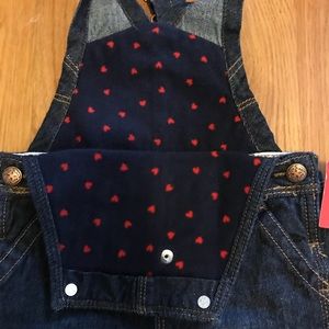Oshkosh fleece heart lined overalls